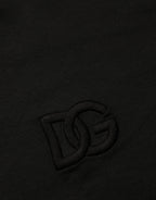 Black Cotton Short Sleeves Crew Neck  T-shirt