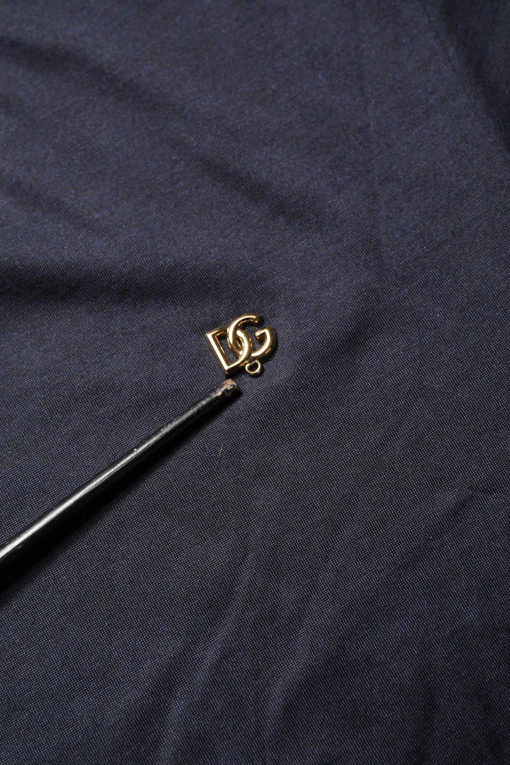 Dark Blue DG Logo Silk Men Crew Neck T-shirt