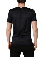 Dark Blue DG Logo Silk Men Crew Neck T-shirt