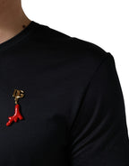 Dark Blue DG Logo Silk Men Crew Neck T-shirt