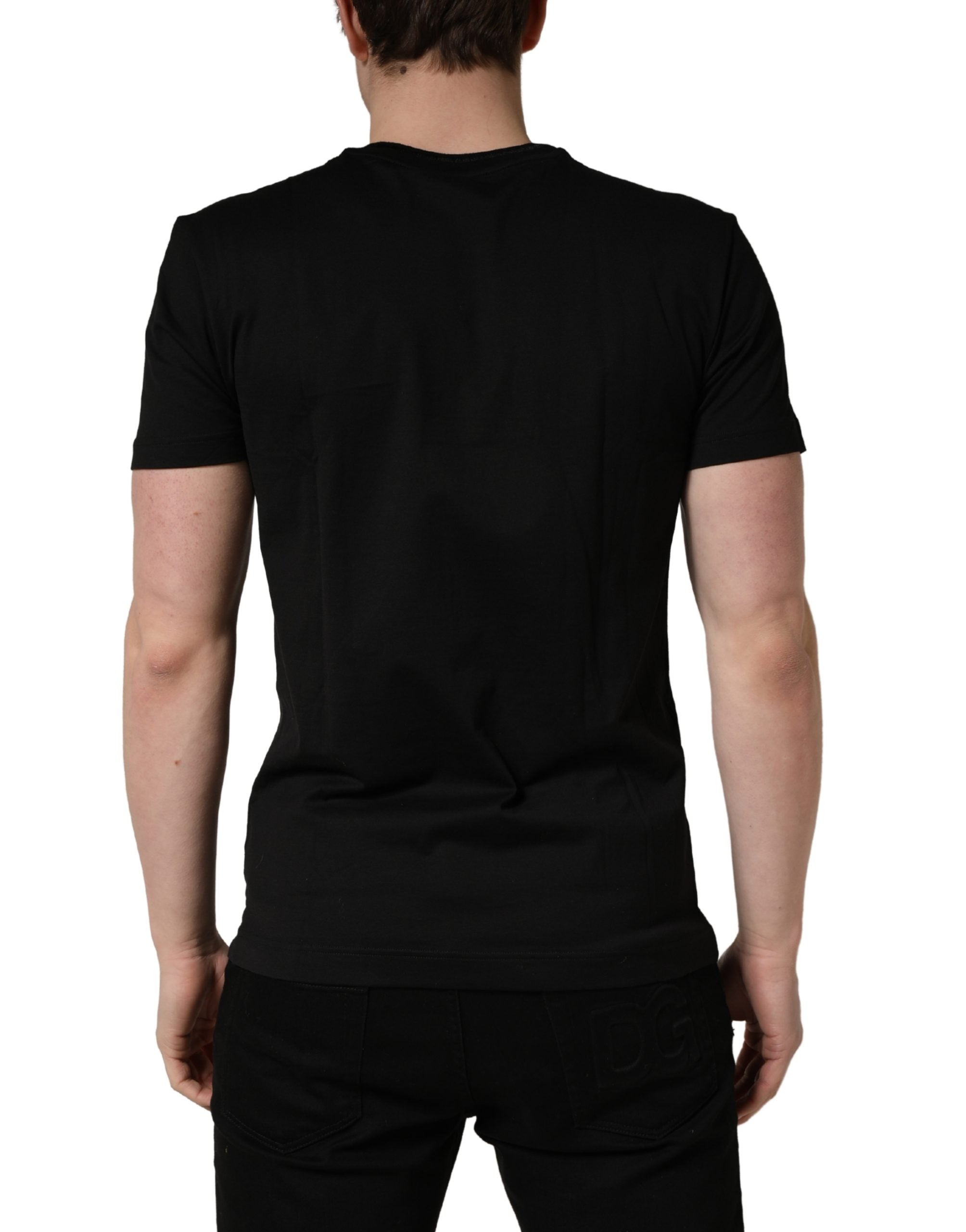 Black King Patch Cotton Men CrewNeck T-shirt
