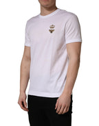 White Bee Crown Embroidery Cotton Men T-shirt