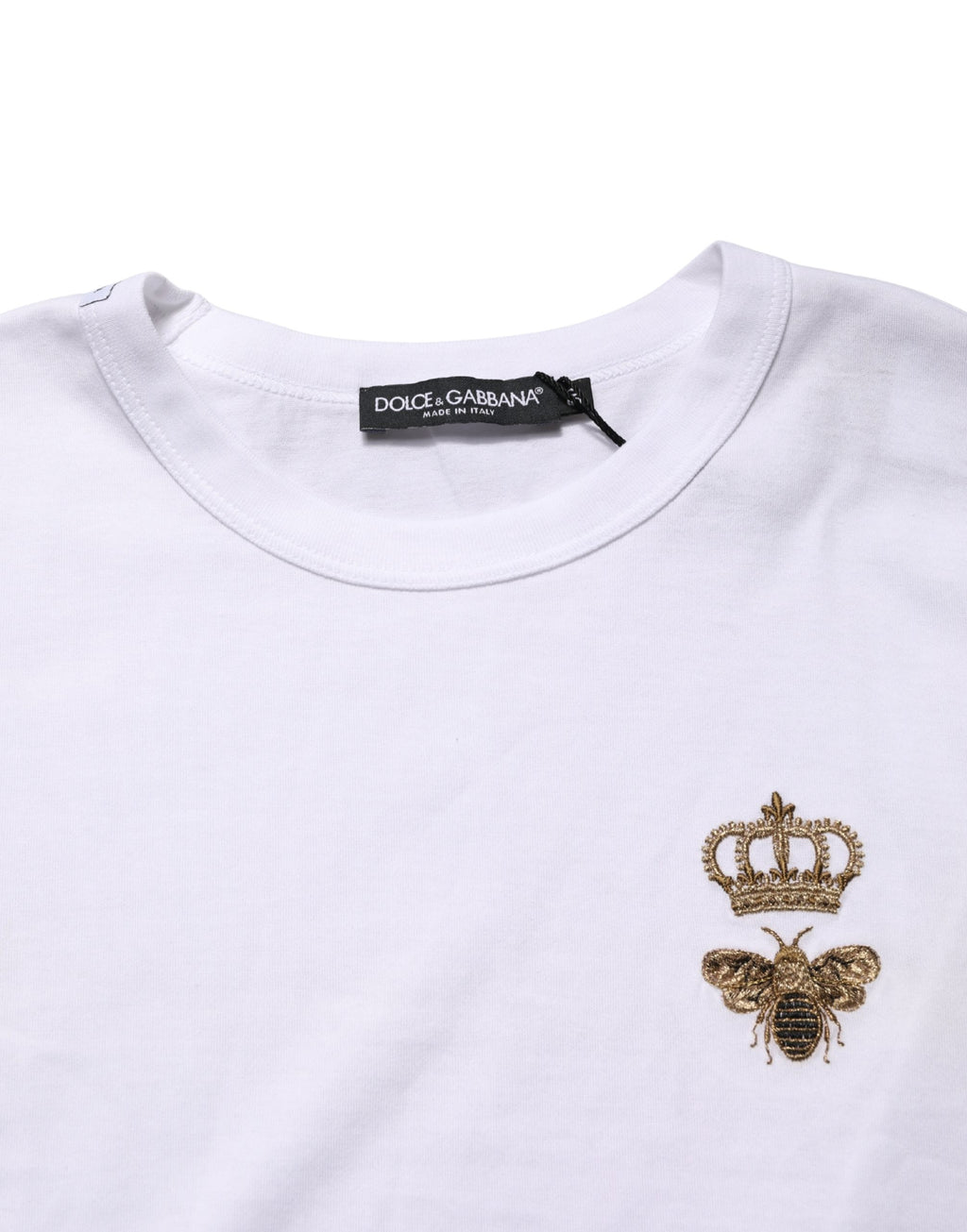 White Bee Crown Embroidery Cotton Men T-shirt