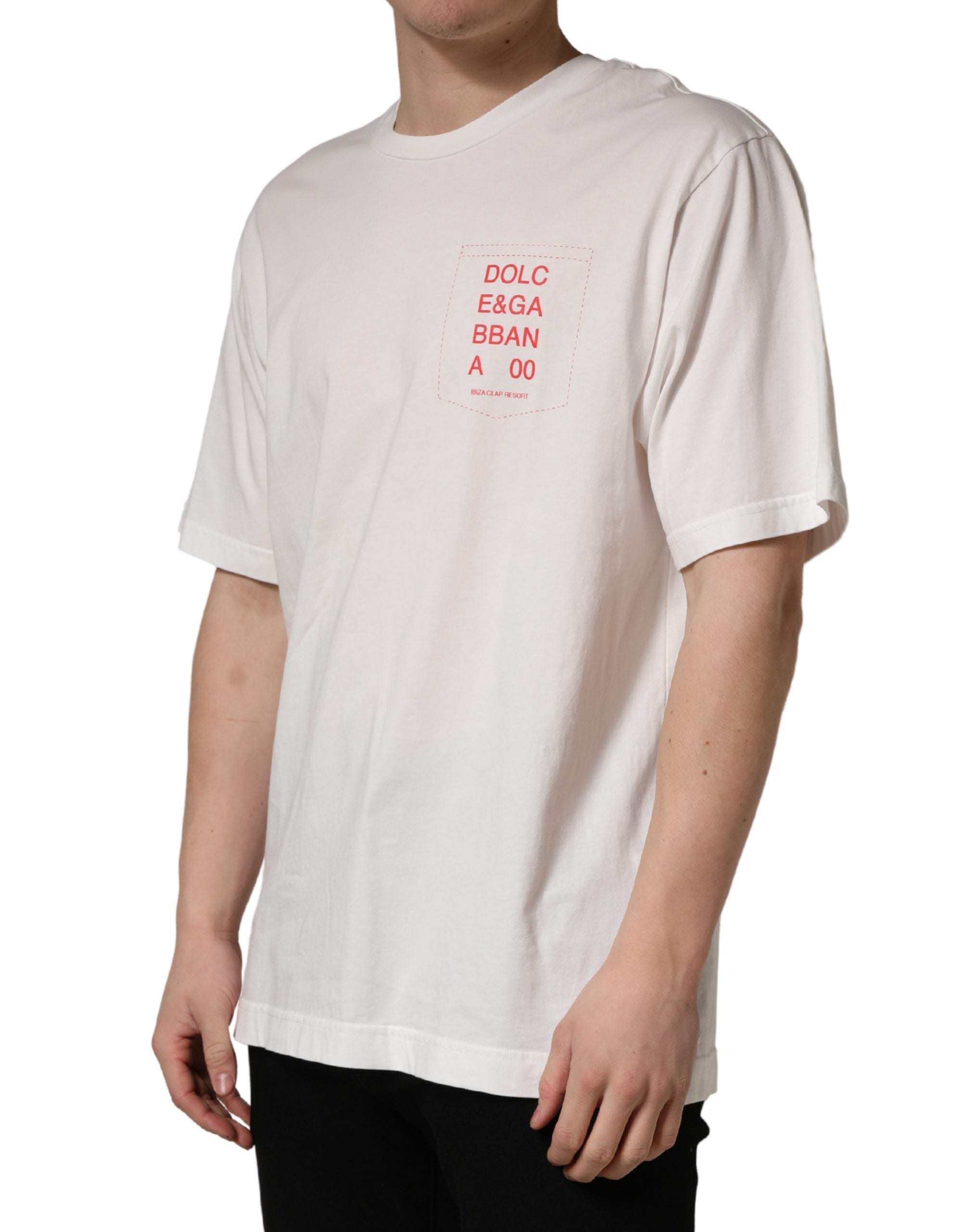 White Graphic Print Cotton Crew Neck  T-shirt