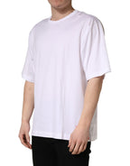 White Cotton Short Sleeves Crew Neck T-shirt