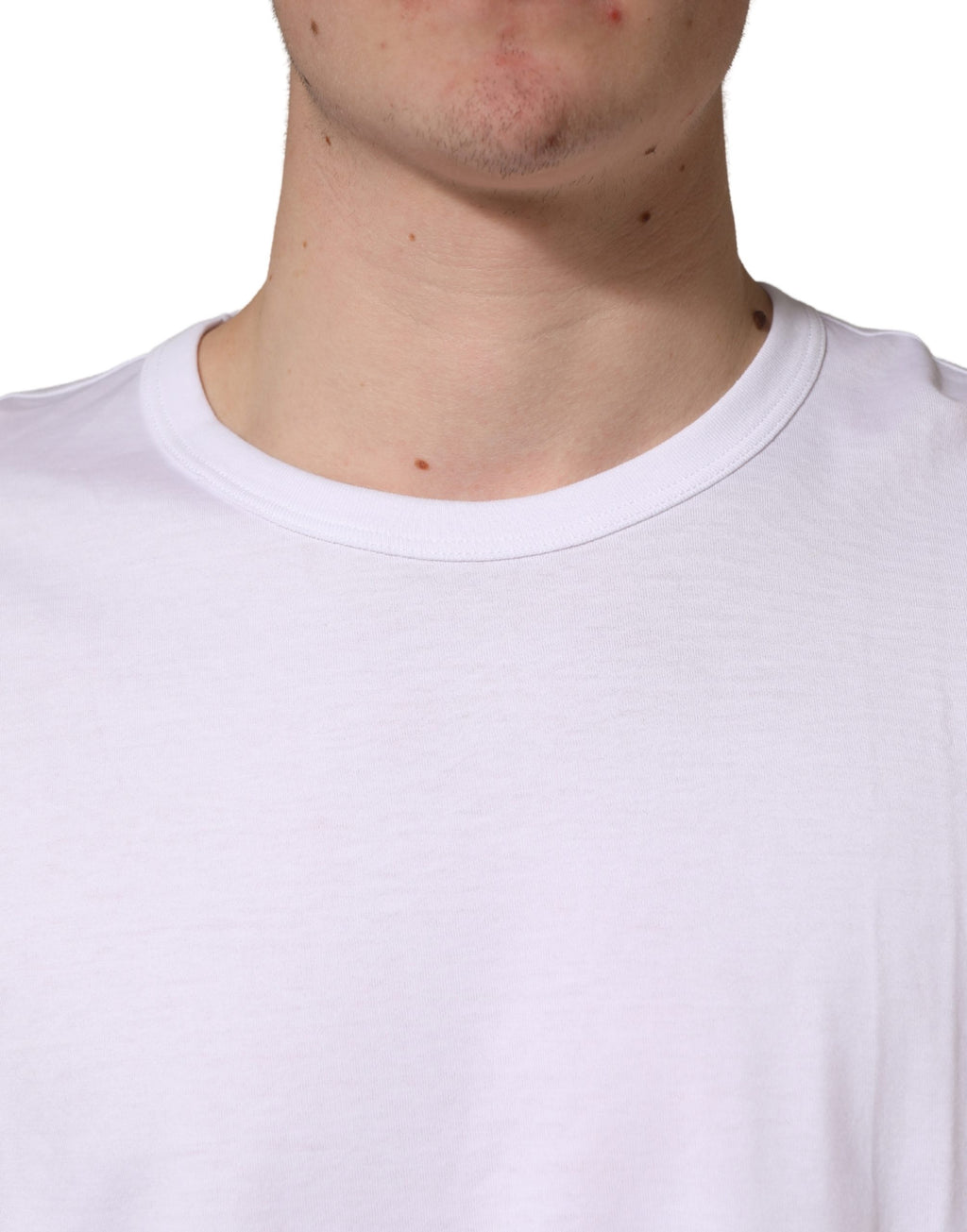 White Cotton Short Sleeves Crew Neck T-shirt