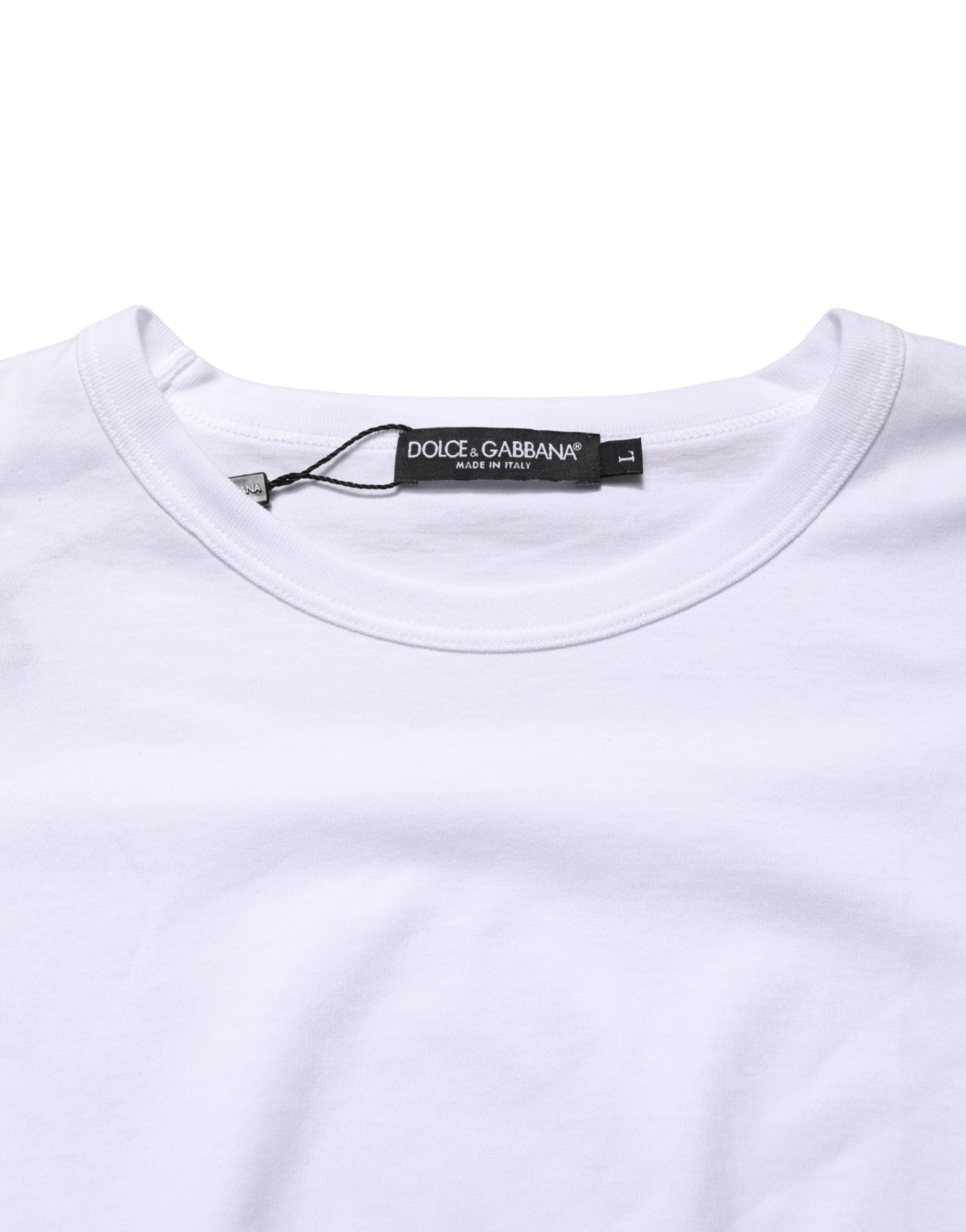 White Cotton Short Sleeves Crew Neck T-shirt