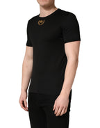 Black Crown Embroidery Men Crew Neck  T-shirt