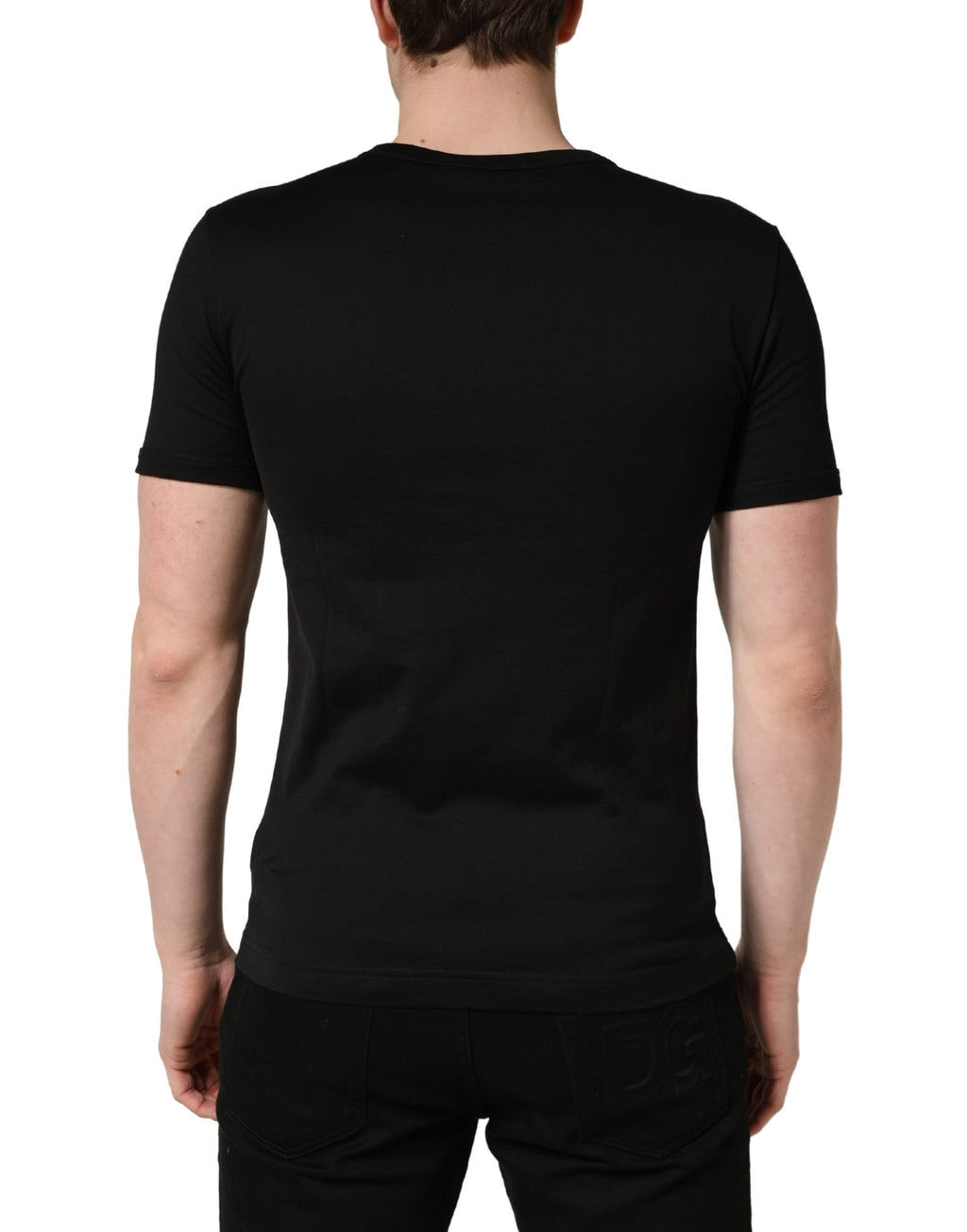 Black Crown Embroidery Men Crew Neck  T-shirt