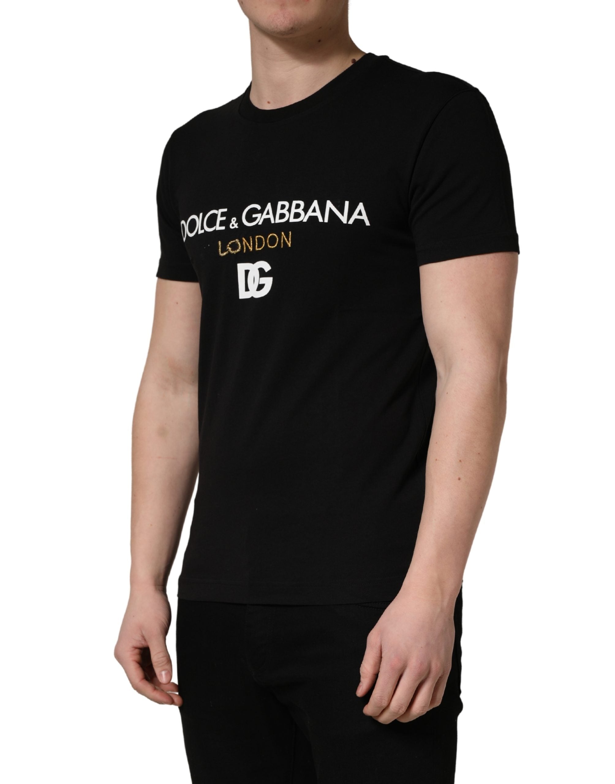 Black DG London Cotton Men Crew Neck  T-shirt