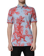 LightBlue Coral Cotton Collared Polo  T-shirt