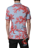 LightBlue Coral Cotton Collared Polo  T-shirt