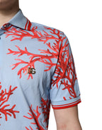 LightBlue Coral Cotton Collared Polo  T-shirt