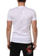 White Logo Patch Cotton Crew Neck T-shirt