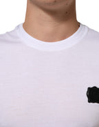 White Logo Patch Cotton Crew Neck T-shirt