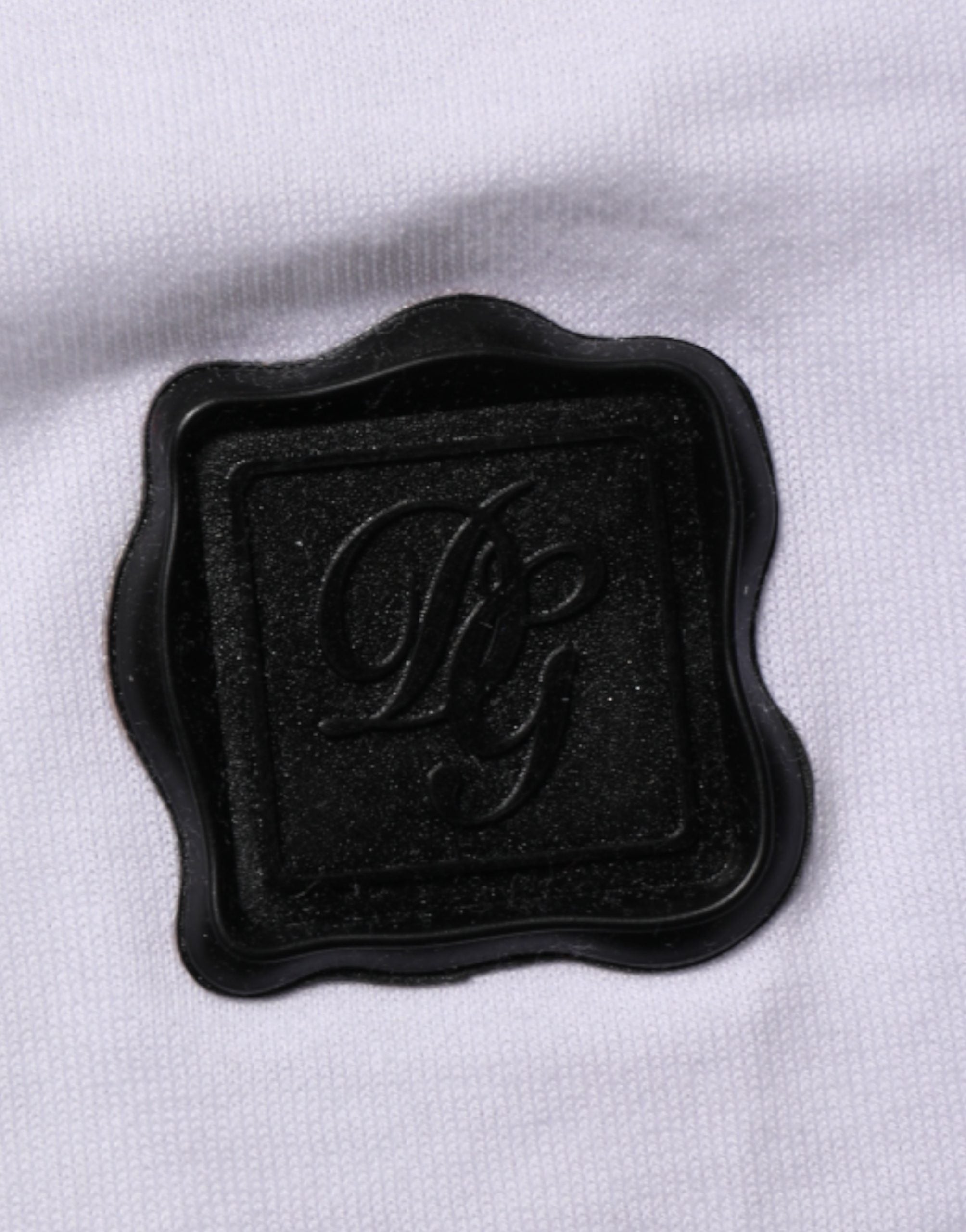 White Logo Patch Cotton Crew Neck T-shirt