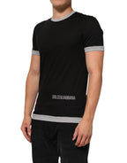 Black Two Tone DG Logo Print Cotton  T-shirt