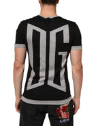 Black Two Tone DG Logo Print Cotton  T-shirt