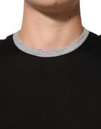 Black Two Tone DG Logo Print Cotton  T-shirt