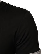 Black Two Tone DG Logo Print Cotton  T-shirt