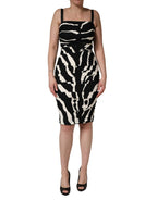 Black White Zebra Print CadyCalf Length Dress