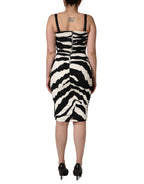 Black White Zebra Print CadyCalf Length Dress