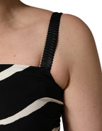 Black White Zebra Print CadyCalf Length Dress