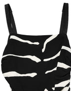 Black White Zebra Print CadyCalf Length Dress