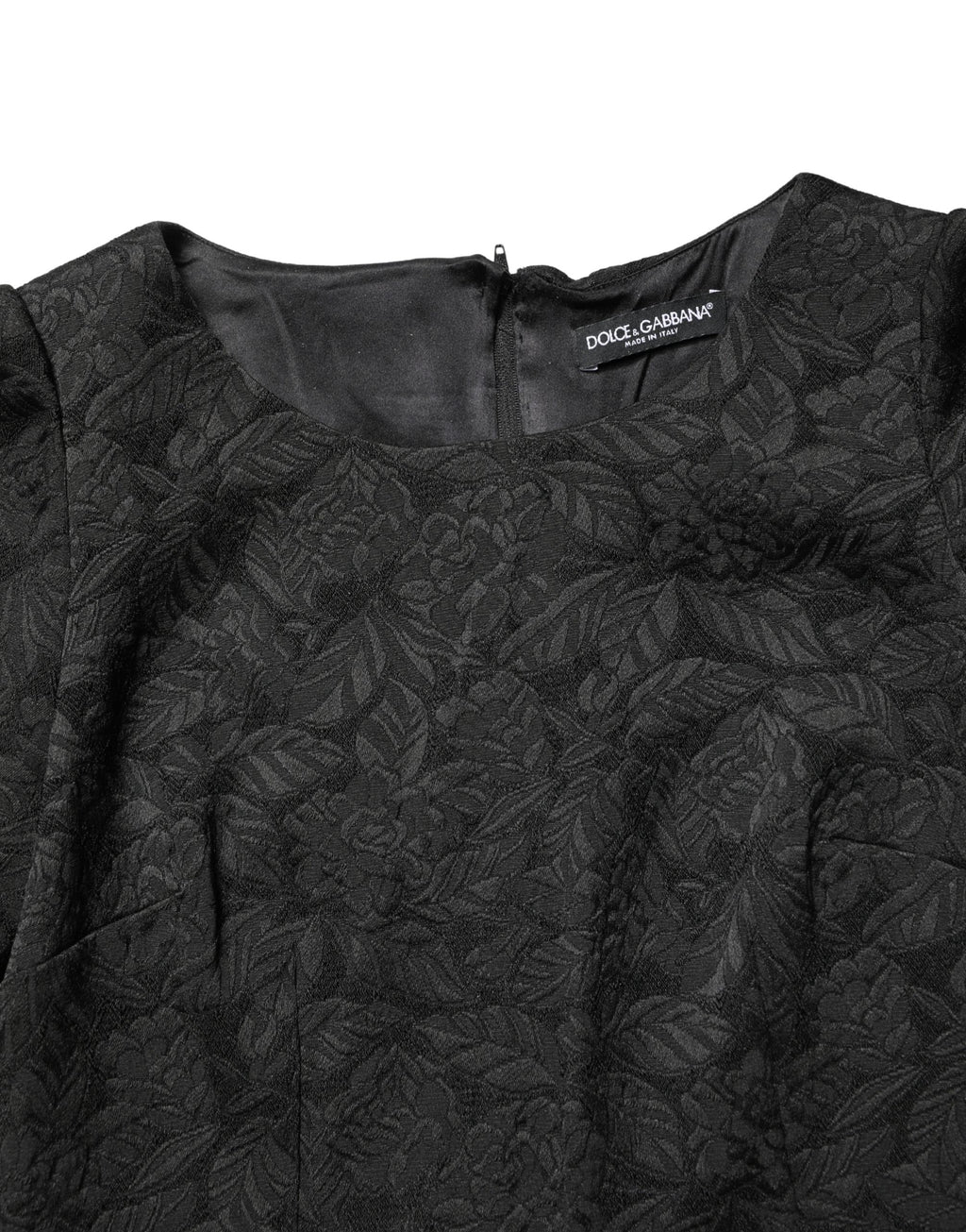 Black Floral Brocade Sheath Knee Length Dress