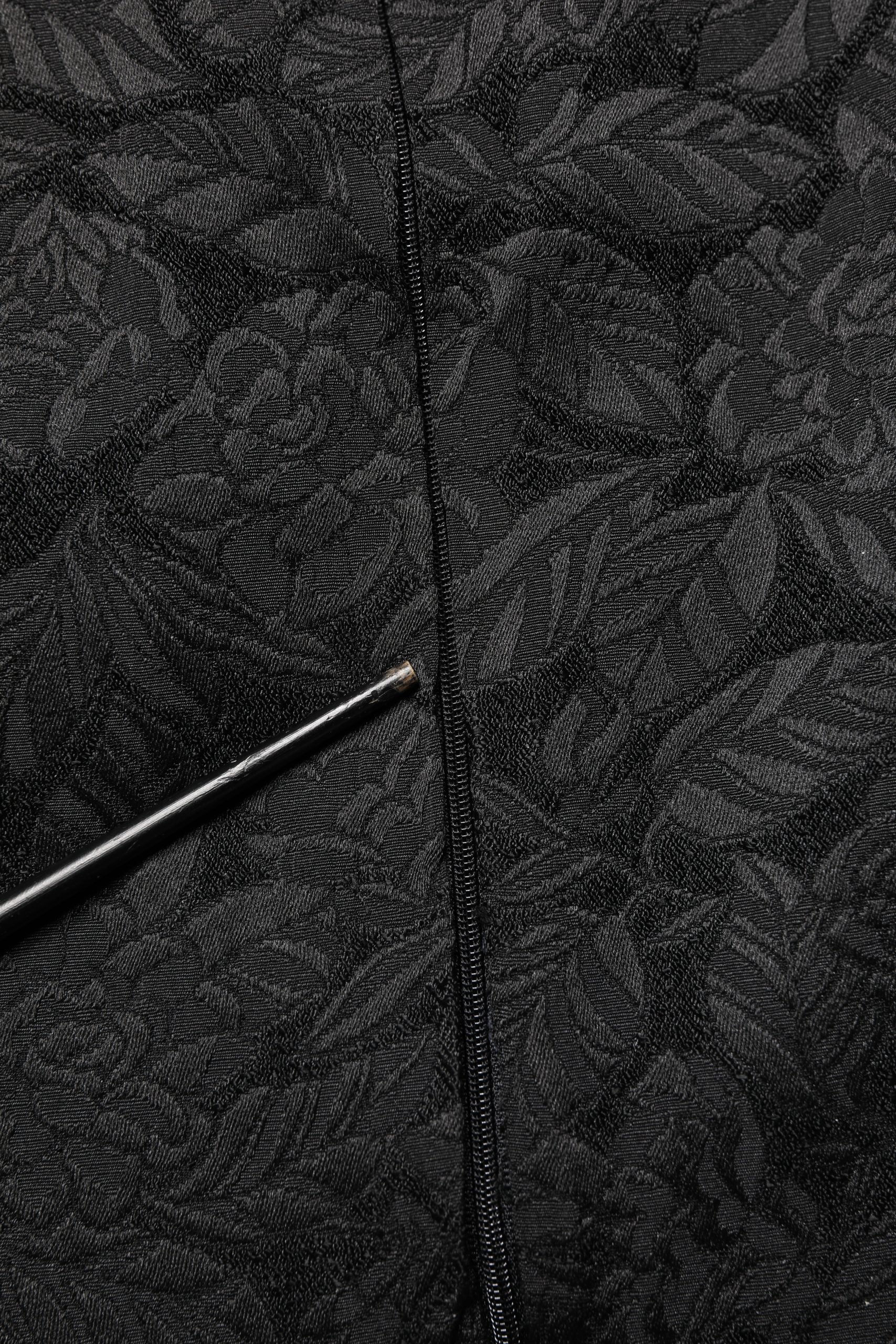 Black Floral Brocade Sheath Knee Length Dress