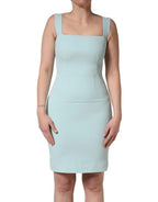 Green Square Neck Sleeveless Mini  Dress