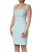 Green Square Neck Sleeveless Mini  Dress