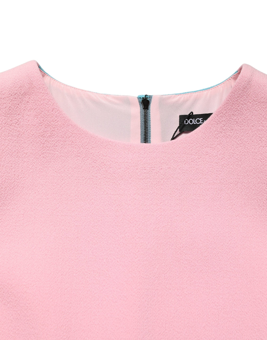 Pink Blue Wool Sleeveless Shift Mini  Dress