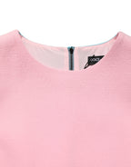 Pink Blue Wool Sleeveless Shift Mini  Dress