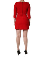 Red Heart Emmbellished Wool Mini  Dress