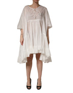 White Tiered Cotton Poplin Sheer Mini Dress