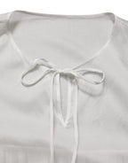 White Tiered Cotton Poplin Sheer Mini Dress