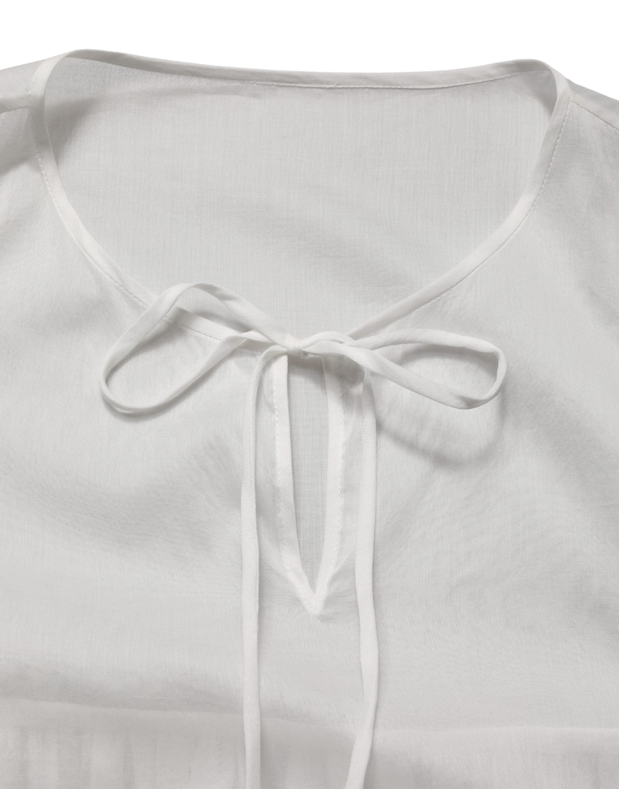 White Tiered Cotton Poplin Sheer Mini Dress
