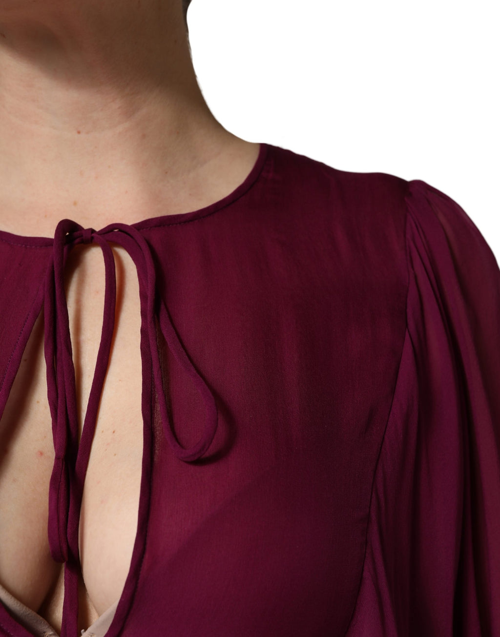 Purple Sheer Chiffon Silk Long Maxi Dress