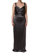 Black Satin Sleeveless Sweetheart Dress