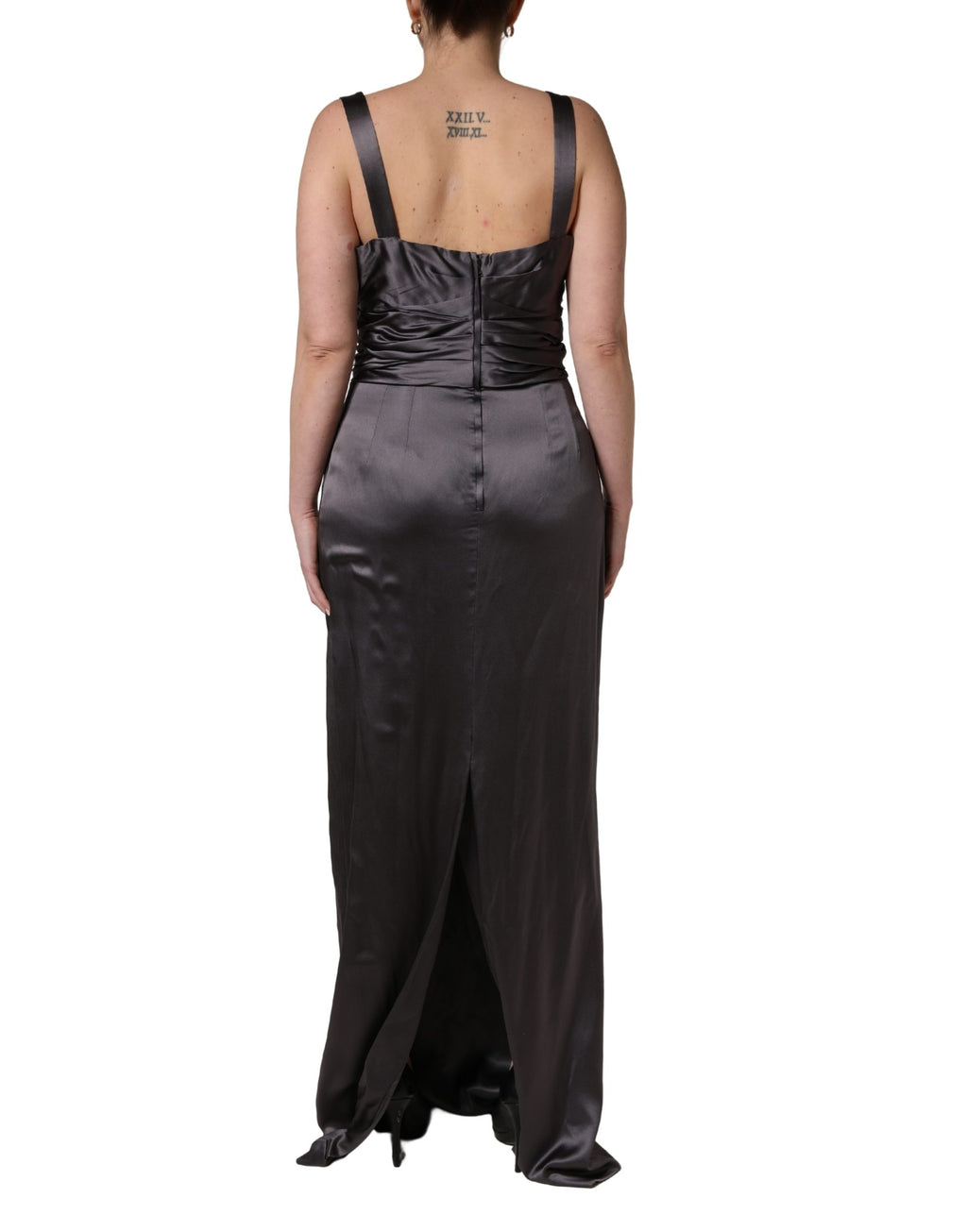 Black Satin Sleeveless Sweetheart Dress