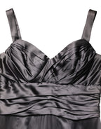 Black Satin Sleeveless Sweetheart Dress