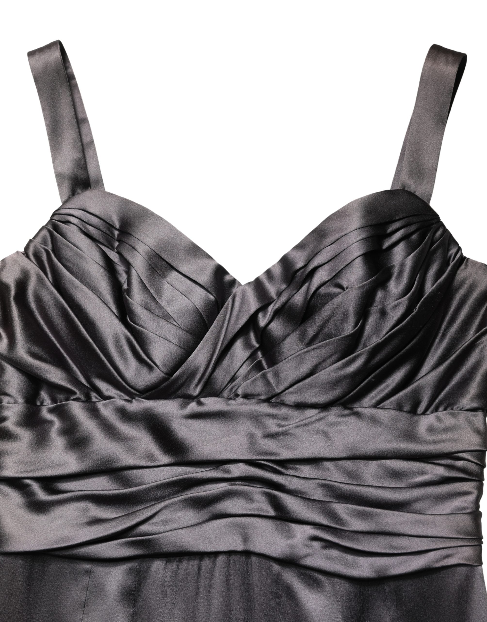 Black Satin Sleeveless Sweetheart Dress