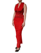 Red Halter Corset Sleeveless Sheath  Dress