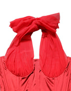 Red Halter Corset Sleeveless Sheath  Dress