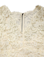 Off White Floral Lace Sheath Maxi Dress