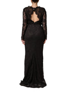 Black Floral Lace Sheath Long Maxi Dress