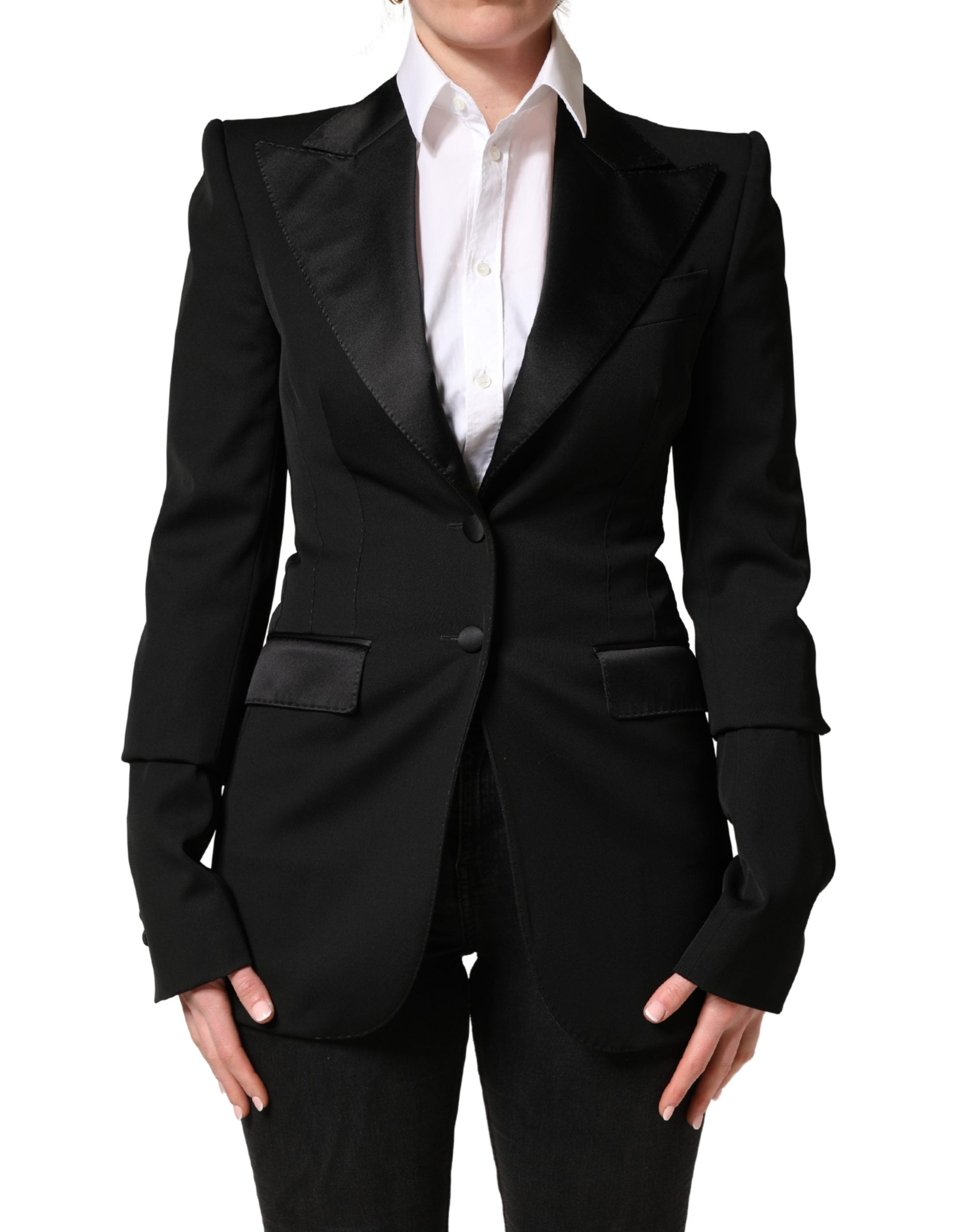 Black Wool Single Breasted Blazer Jacket