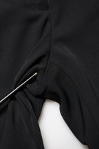 Black Wool High Waist Cropped Tapered Pants