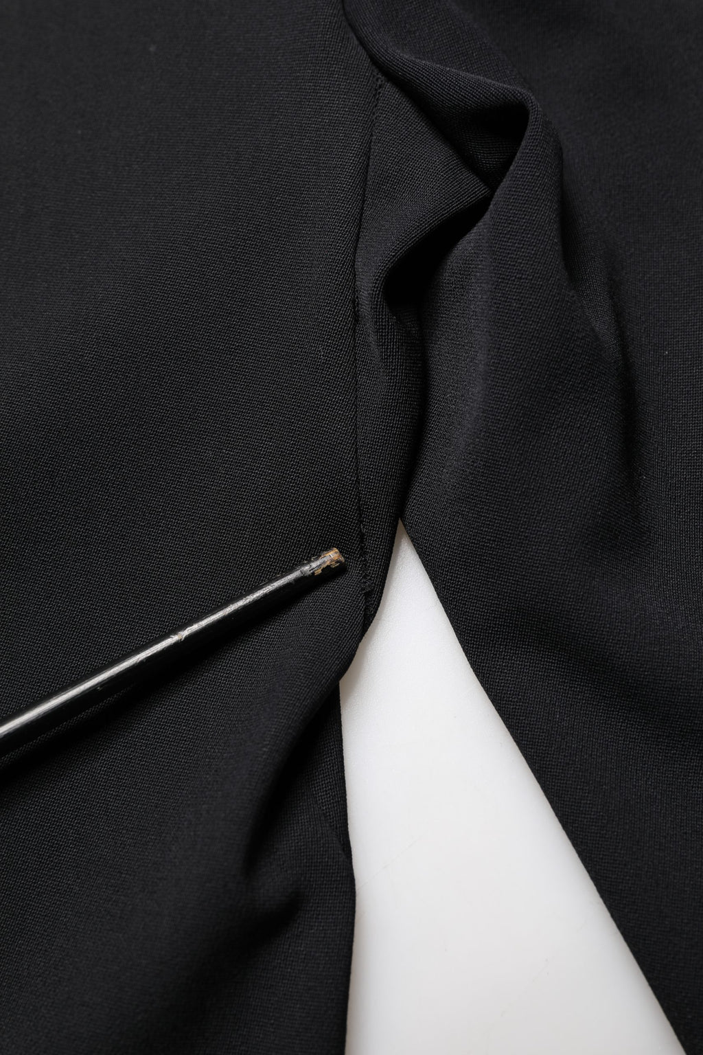 Black Wool High Waist Cropped Tapered Pants